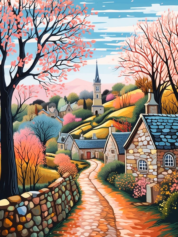 The Cotswolds England 1 Hike Illustration