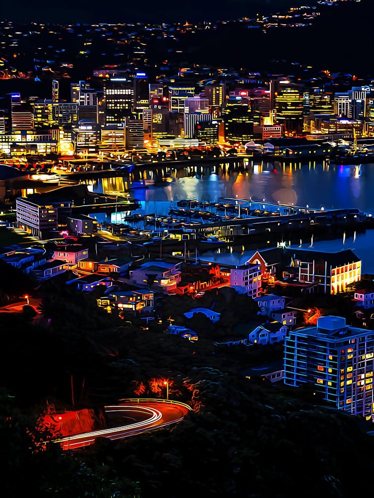 Wellington By Night From Mt Victoria