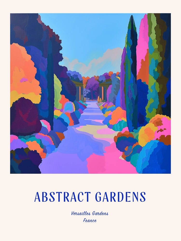 Colourful Gardens Versailles Gardens France 2 Blue Poster