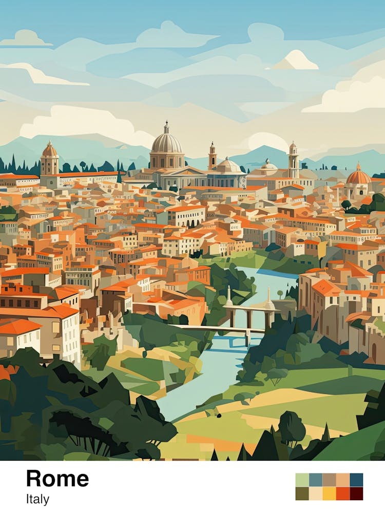 Rome, Italy, Geometric Illustration 2 Poster