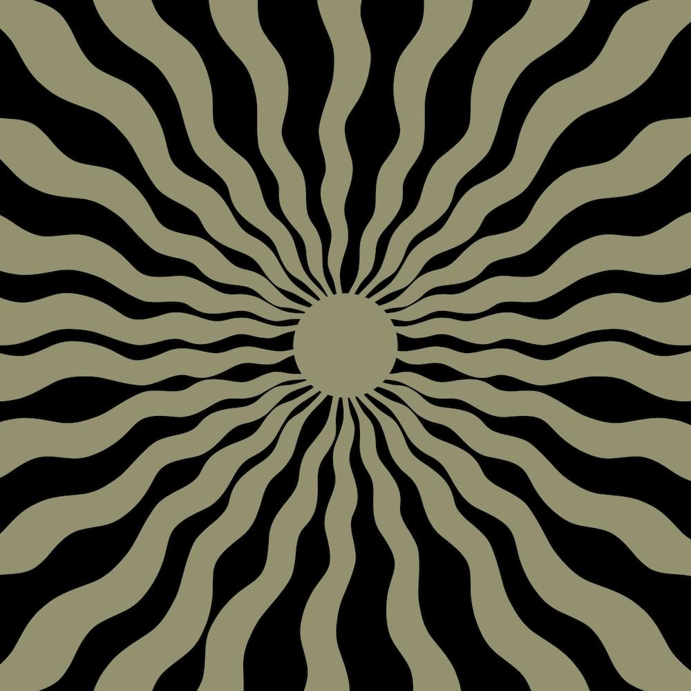 Sun Rays Black Beige Square
