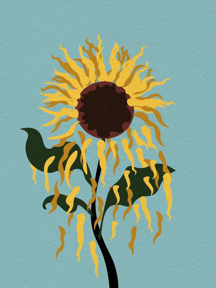Vintage minimal art Sunflower fall out