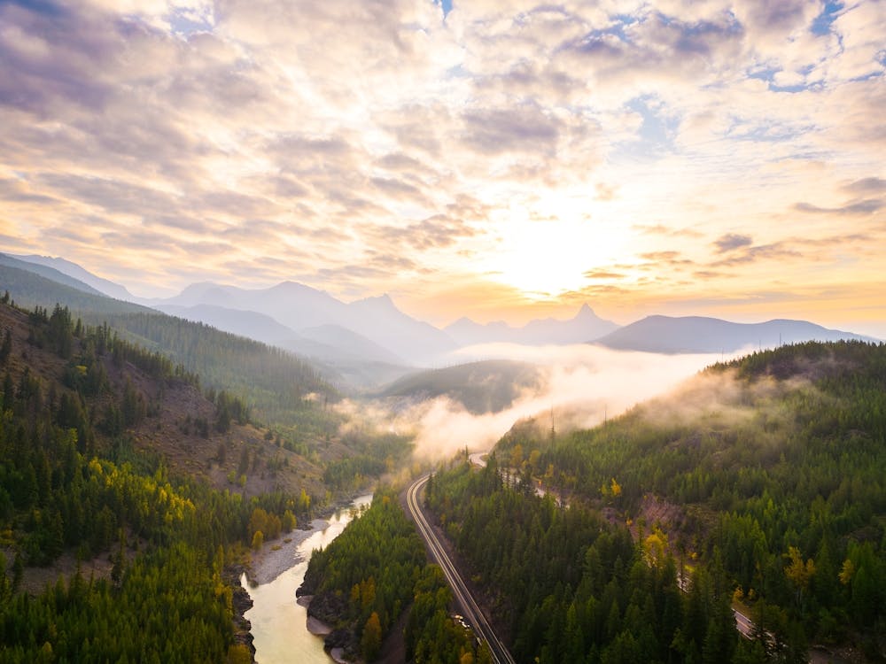 Montana Mountains Aerial Landscape