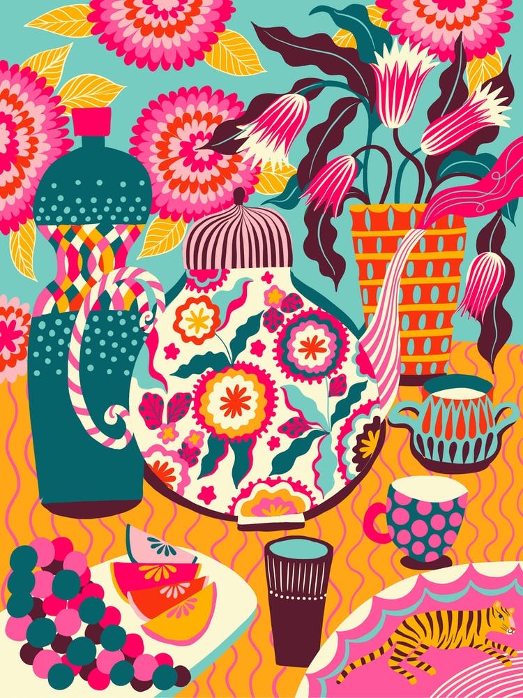 Still Life With Fruits And Tiger