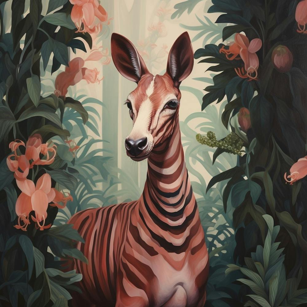 Okapi 1 Pink Jungle Animal Portrait