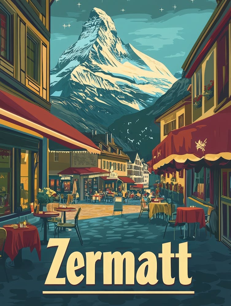 Aihrgdesign A Retro Travel Poster For Zermatt 4