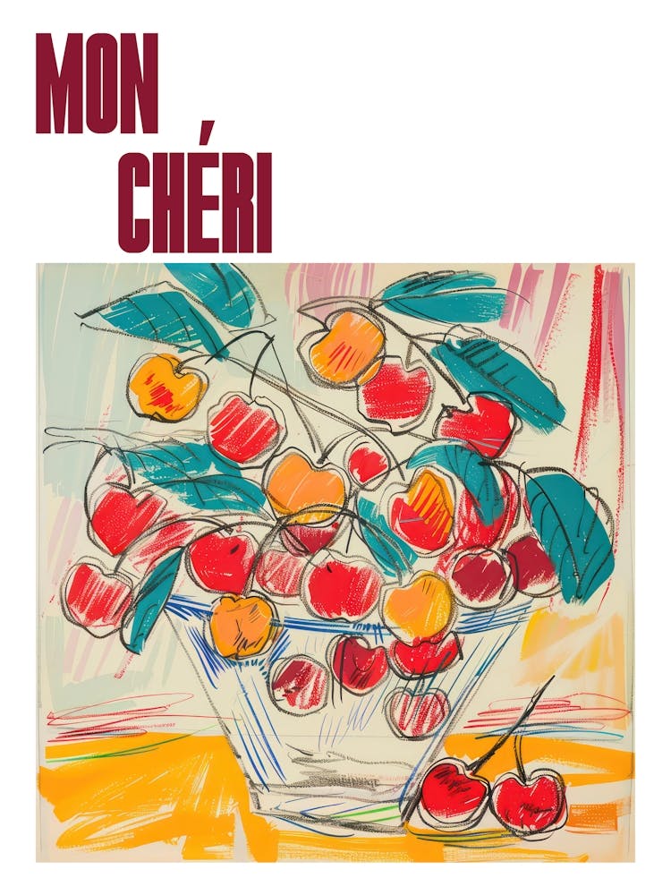 Mon Cheri Poster Summer Cherries Painting Matisse Style 3