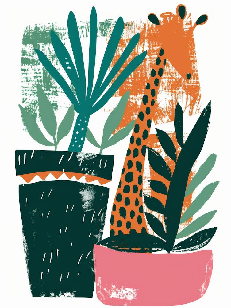 Giraffes In Pots