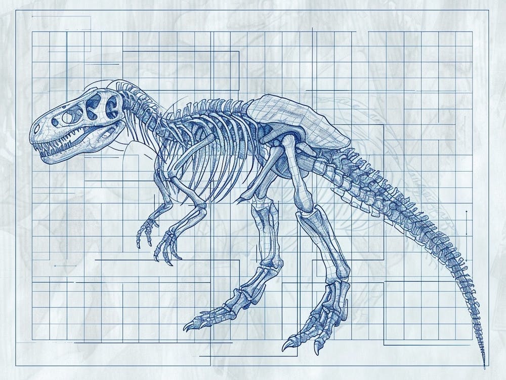 Maiasaura Skeleton Hand Drawn Blueprint 3