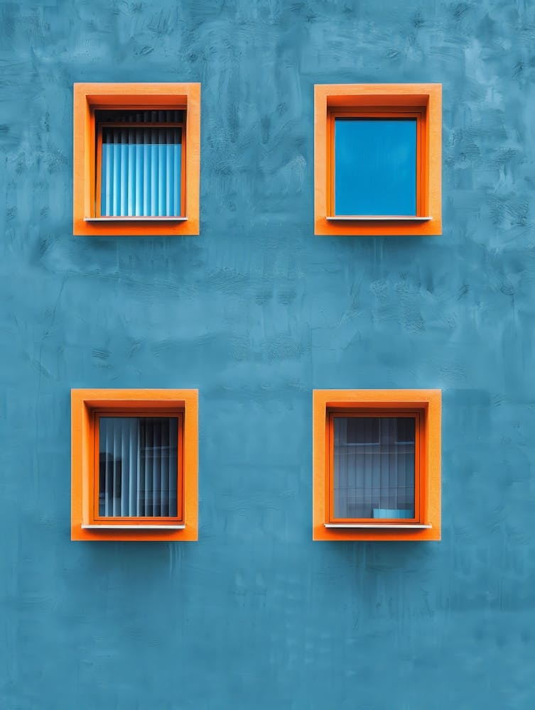 Windows On A Blue Wall