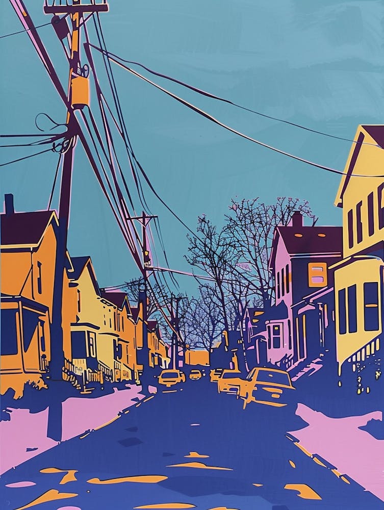 Tottenville New York Colourful Silkscreen Illustration 2