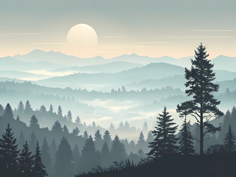 Retro Vintage Style A Misty Horizon Blending Into