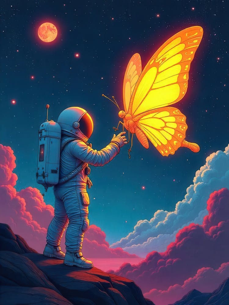 Astronaut Holding A Butterfly