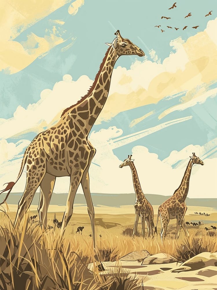 Herd Of Giraffes In The Wild 2