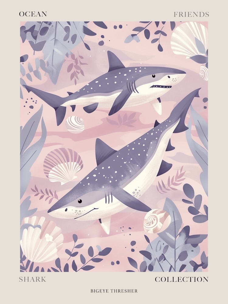 Bigeye Thresher Shark Illustration 2 Poster