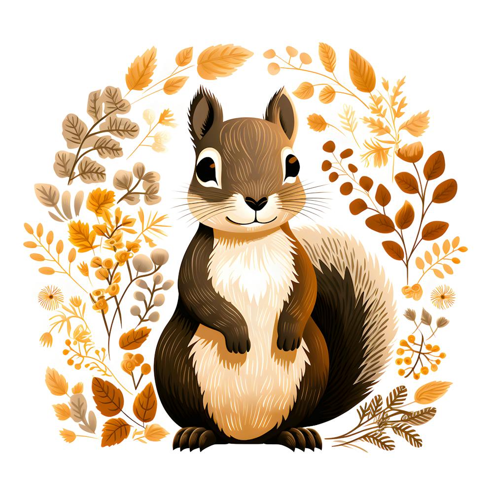 Squirrel In Autumn Leaves 1