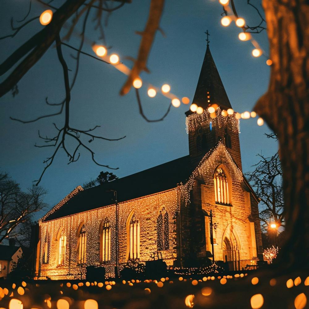 Church Lit Up At Night 1