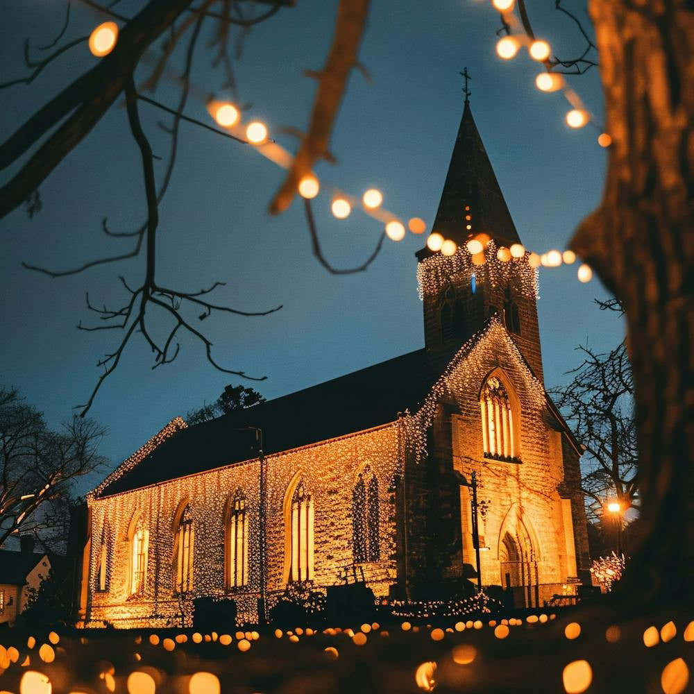 Church Lit Up At Night 1