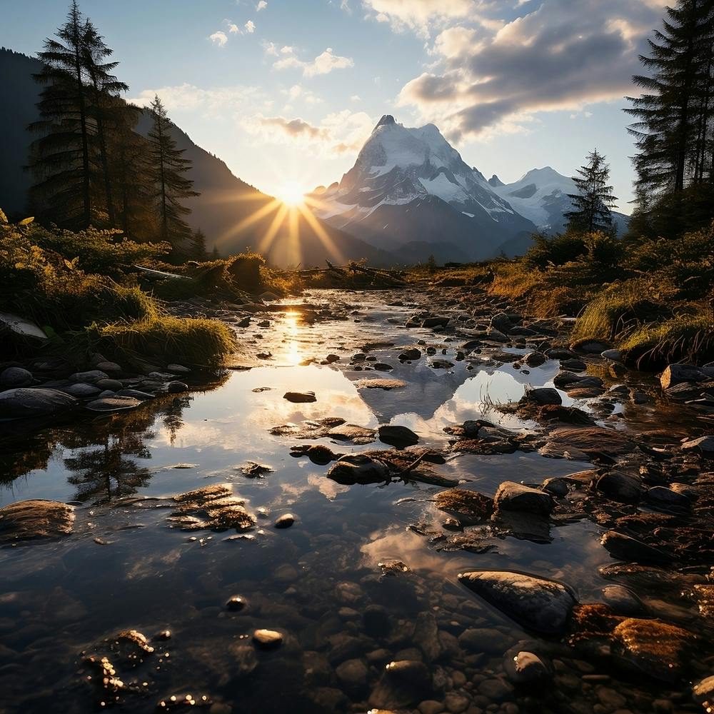 Sonnenaufgang in den Bergen