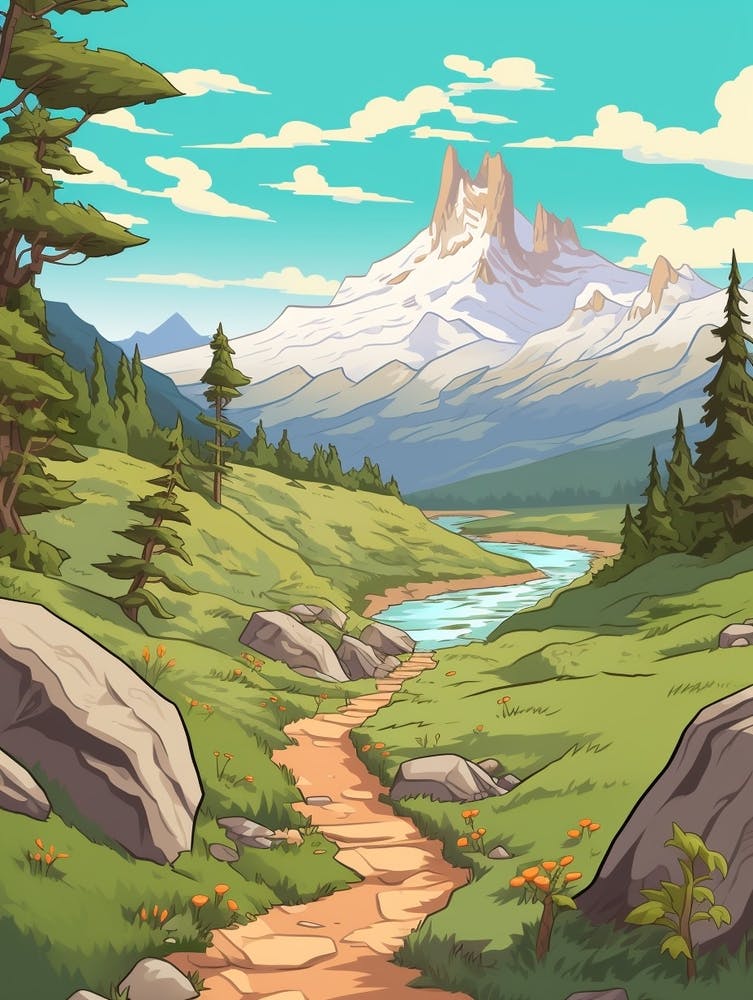 Torres Del Paine Circuit Chile 6 Hike Illustration
