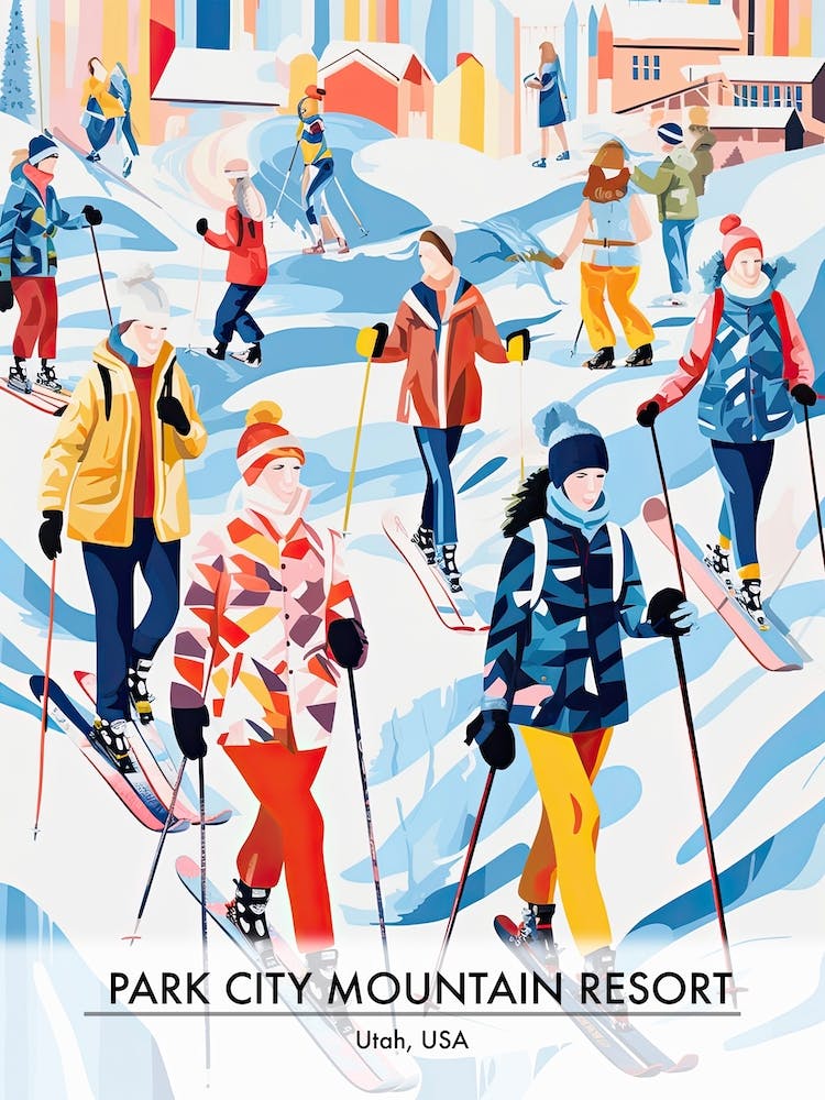 Park City Mountain Resort   Utah Usa, Ski Resort Poster Illustration 2