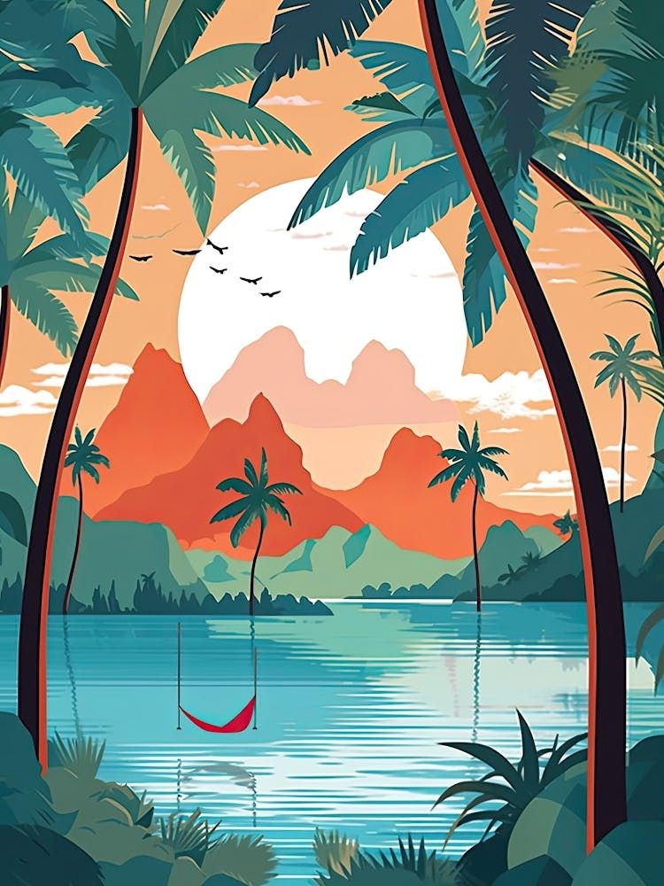 Bora Bora French, Polynesia, Graphic Illustration 1