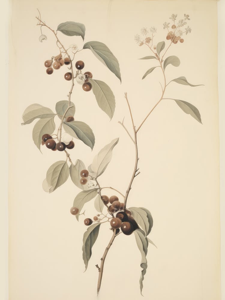 Red Berry Plant Sketch