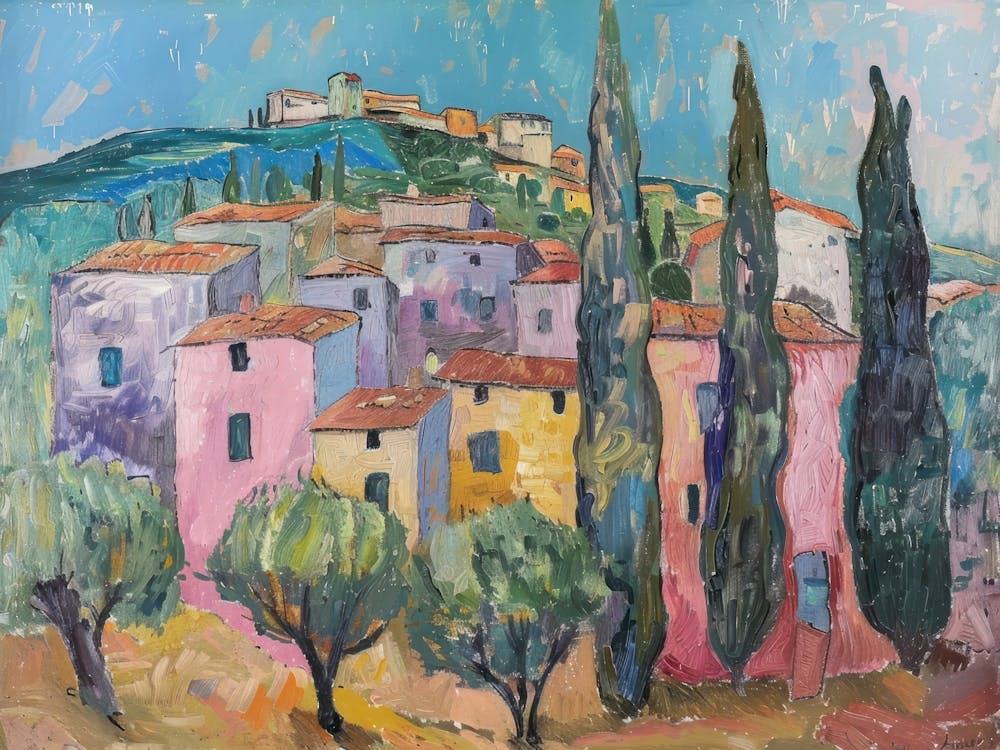 Pastoral Panorama Painting Inspired By Paul Cezanne