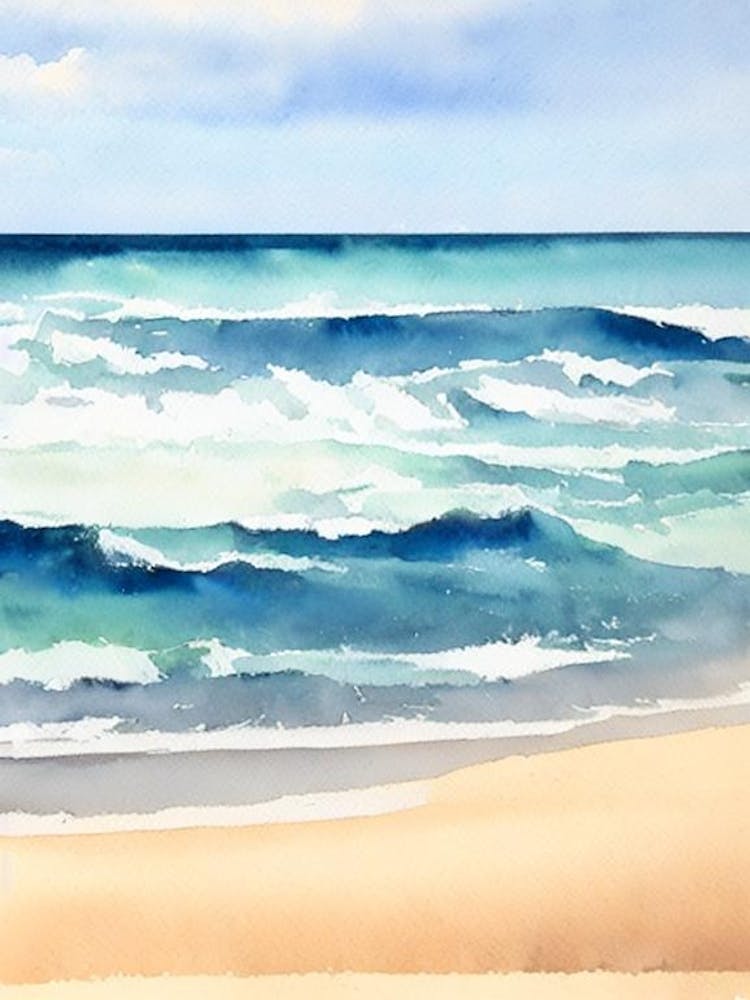 Blacksmiths Beach 3, Australia Watercolour