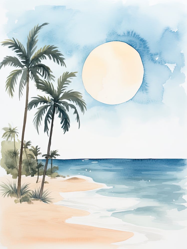 Watercolour Of Praia Da Rocha   Algarve Portugal 3