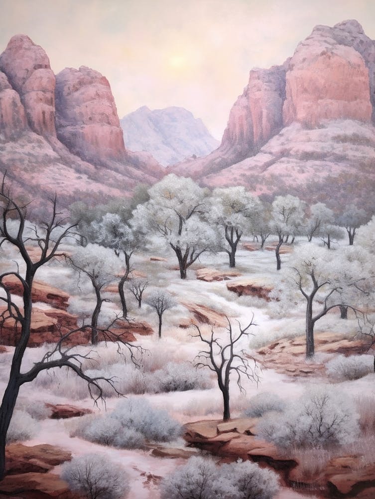 Dreamy Winter Painting Zion National Park United States 3