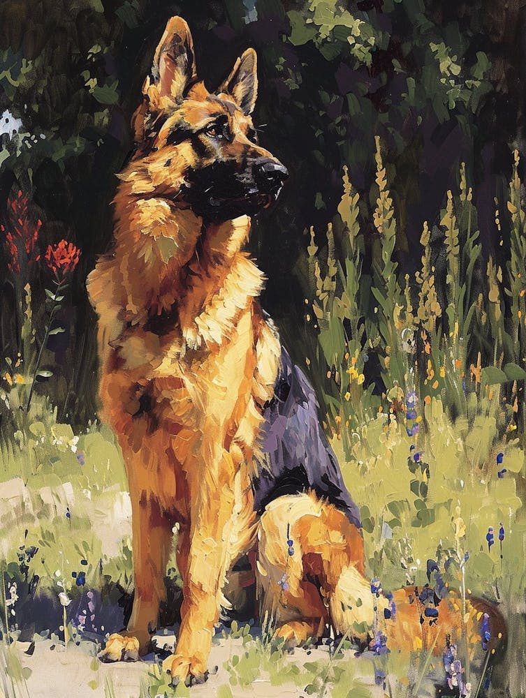 German Shepherd Acrylic Painting 3