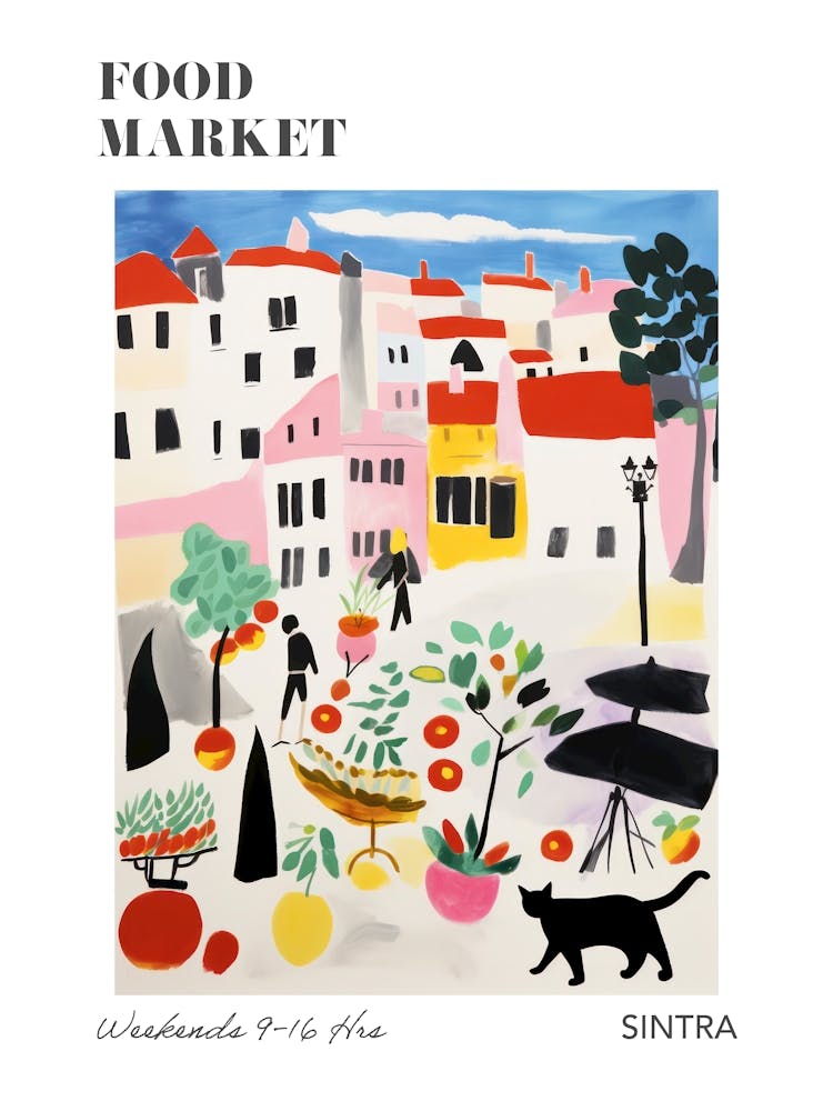 The Food Market In Sintra 1 Illustration Poster