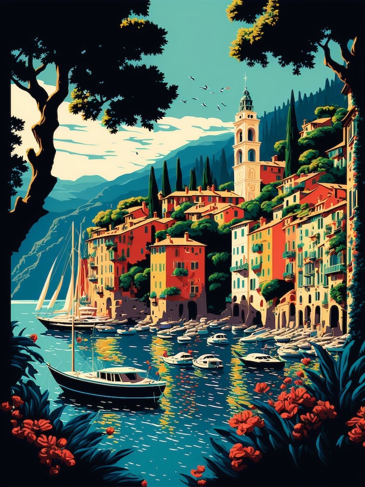 Portofino Italy 3 Travel Poster Vintage