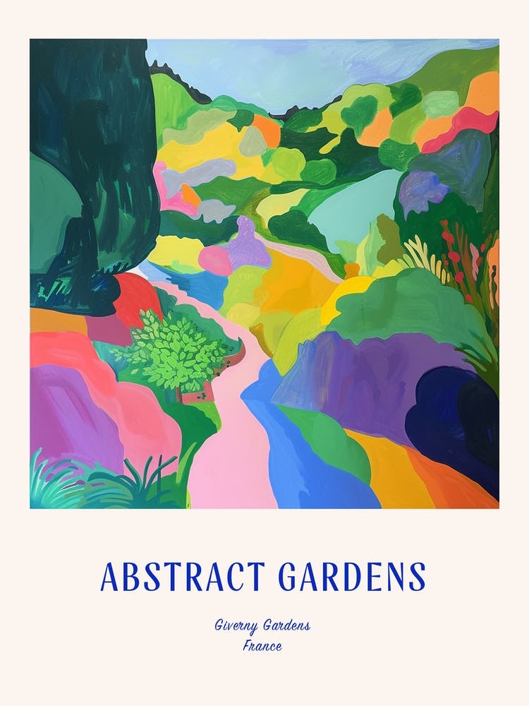 Colourful Gardens Giverny Gardens France 3 Blue Poster