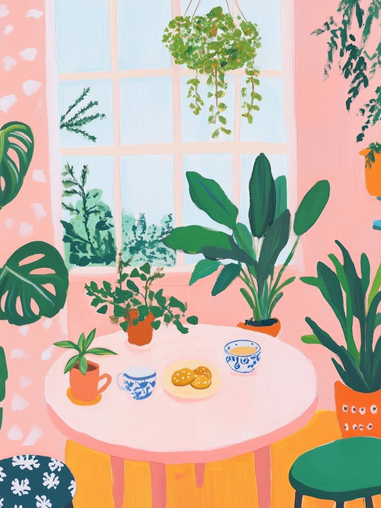 Tea And Cookies Gouache Painting