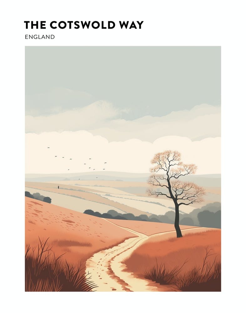 The Cotswold Way England 4 Hiking Trail Landscape Poster