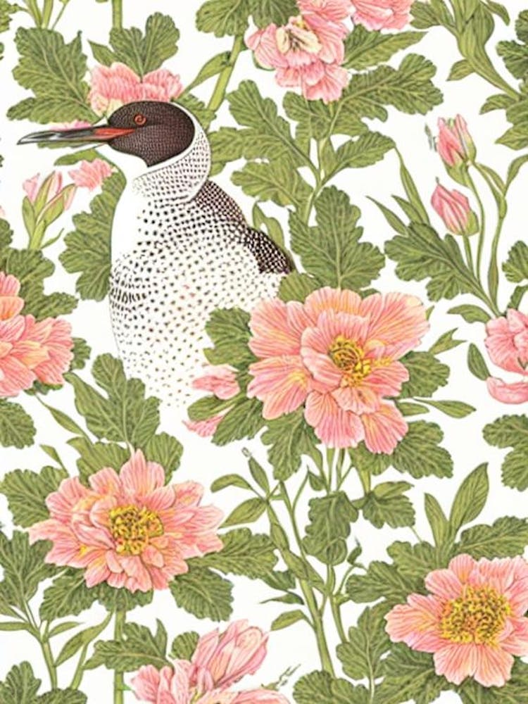 Common Loon 2 William Morris Style Bird
