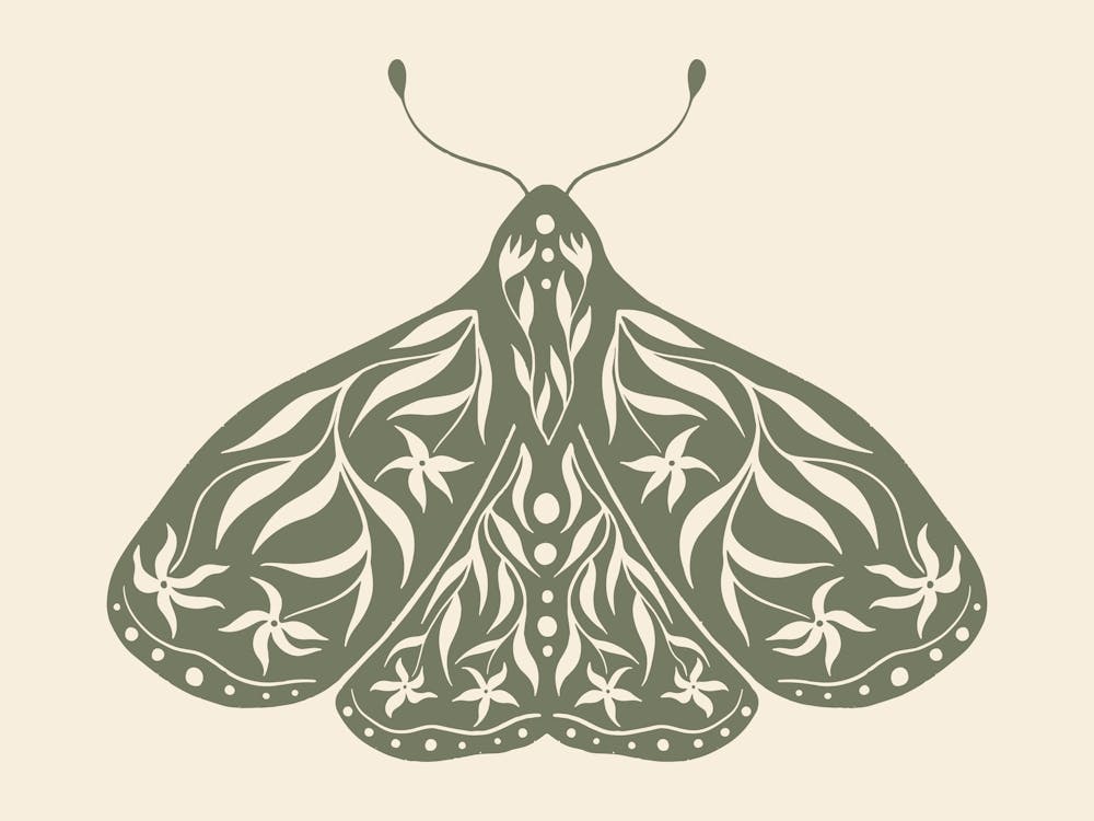 Folk Art Moth 01 - Sage Green