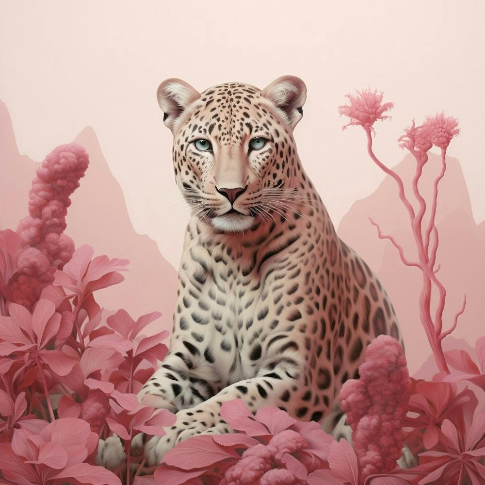 Leopard 1 Pink Jungle Animal Portrait