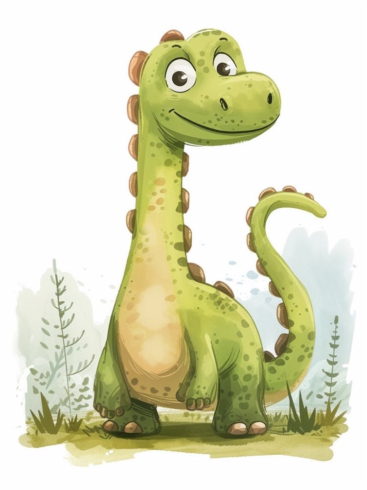 Cute Cartoon Acrocanthosaurus Dinosaur Watercolour 2