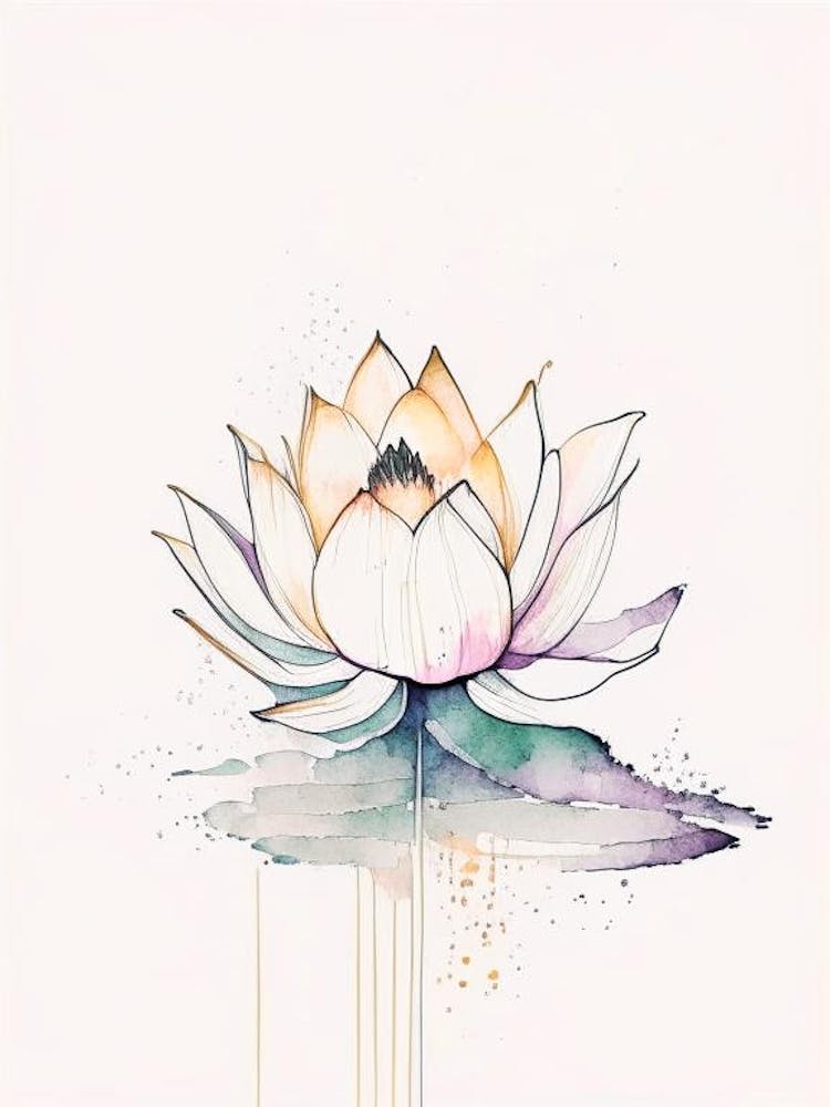 Sacred Lotus Minimal Watercolour 4
