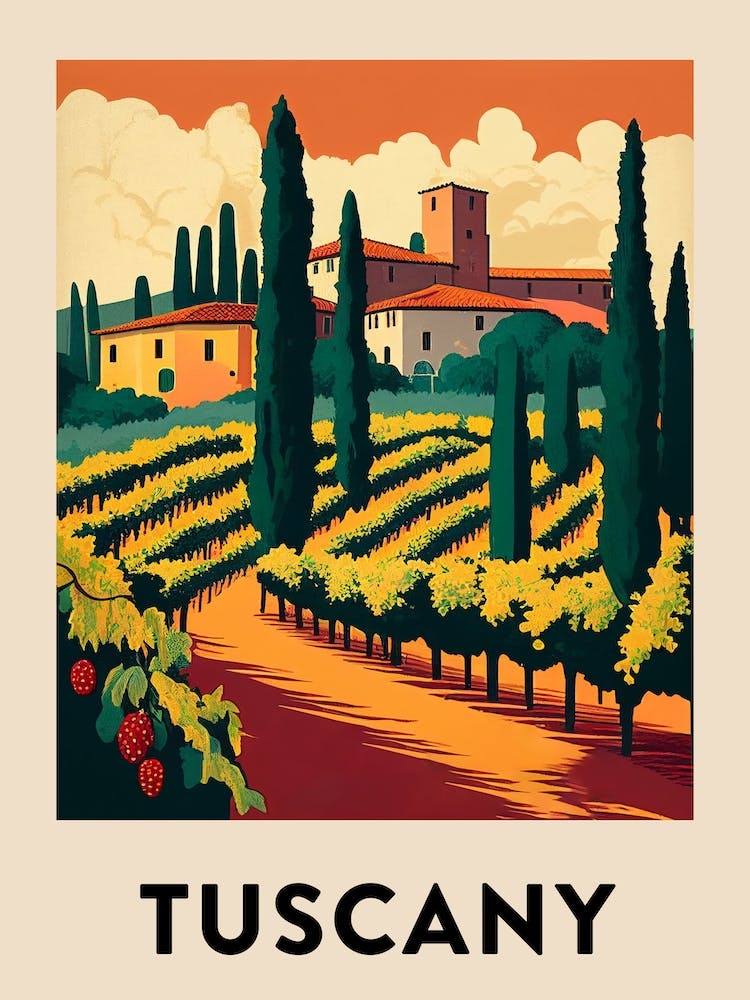 Tuscany 4 Vintage Travel Poster