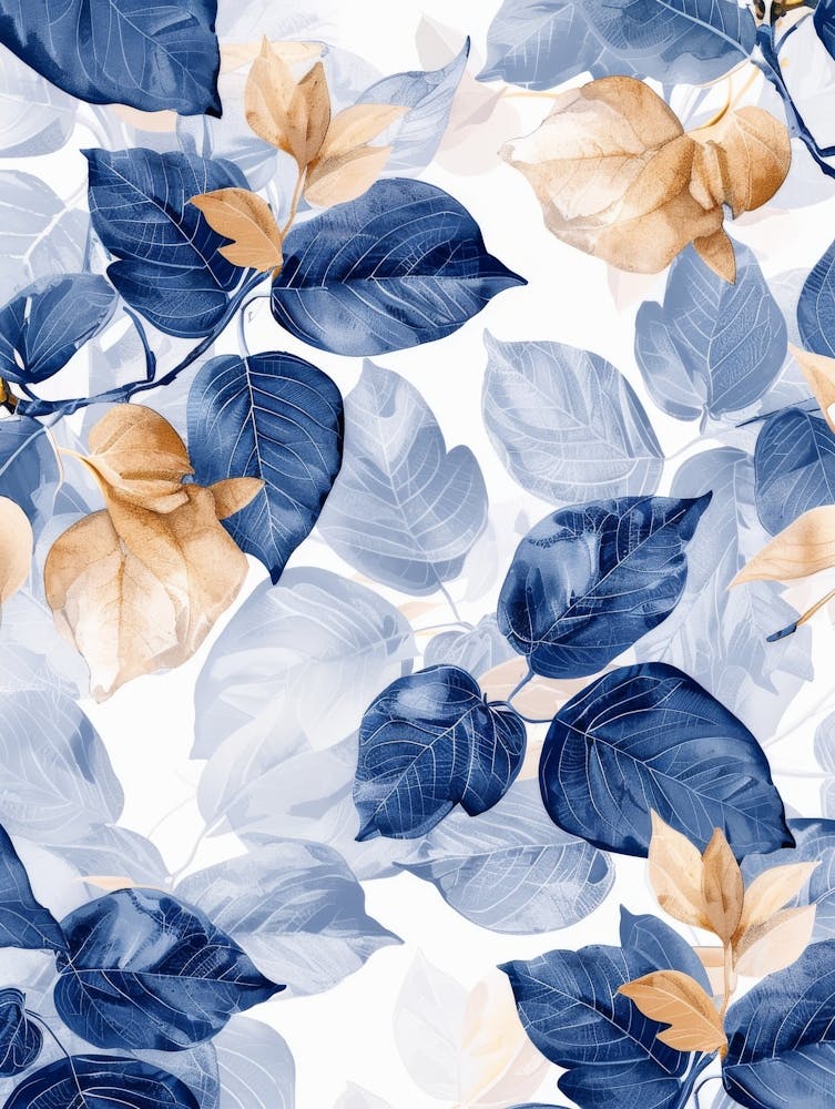 Blue And Gold Leaves 1