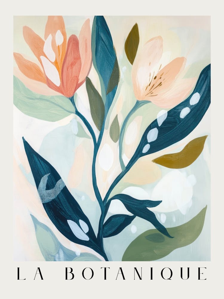 soft pastel botanicals print - modern floral series minimalist art in abstract realism for aesthetic interiors - contemporary wall art perfect for calm bedrooms, elegant offices, or nature inspired feminine decor 2