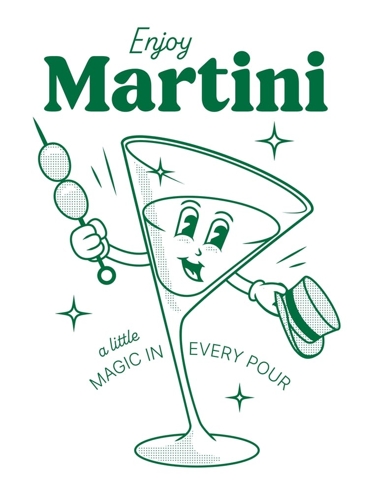 Martini retro cocktail in green