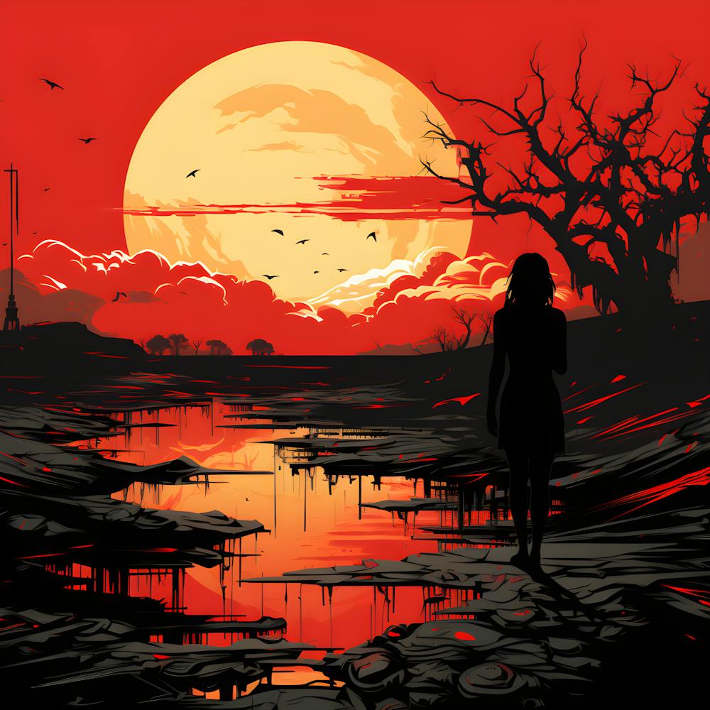 Girl Walks Through The Desert