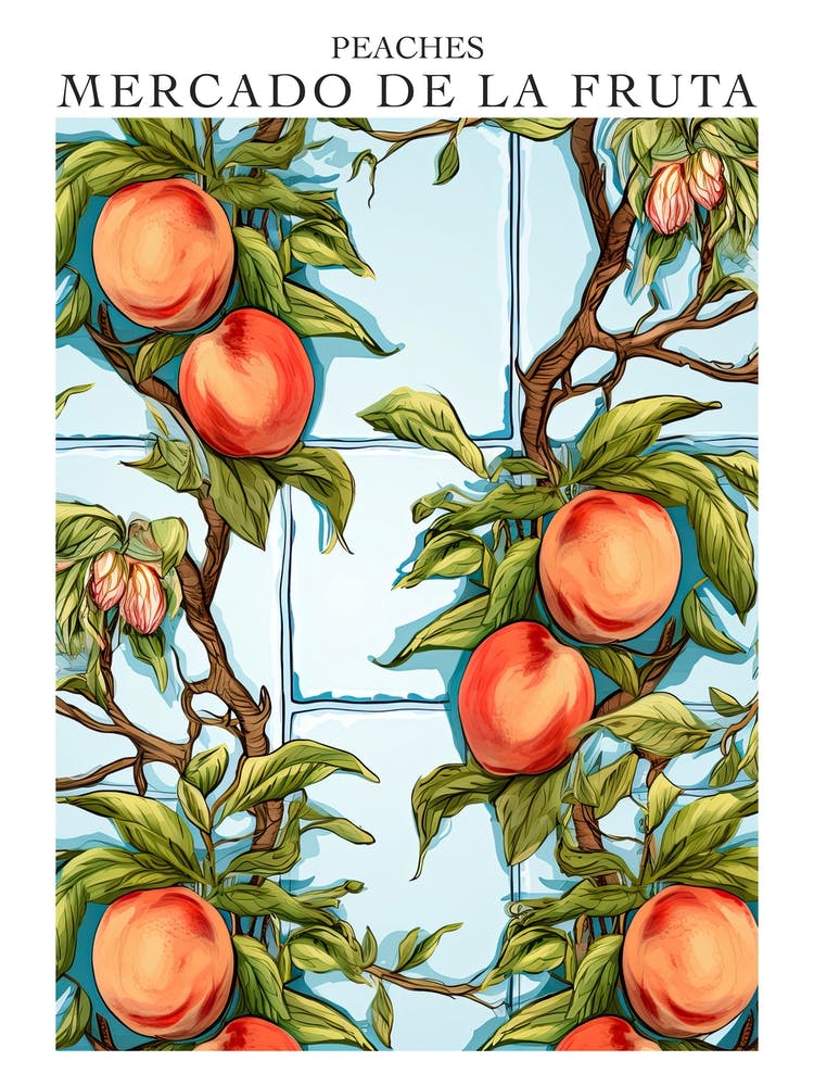Mercado De La Fruta Peaches Illustration 4 Poster
