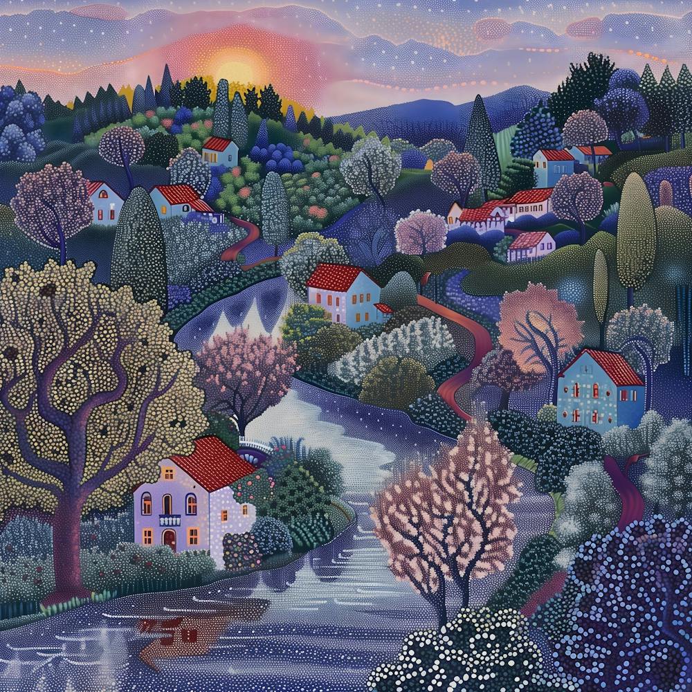 Winter's Night, Tiny Dots, Pointillism