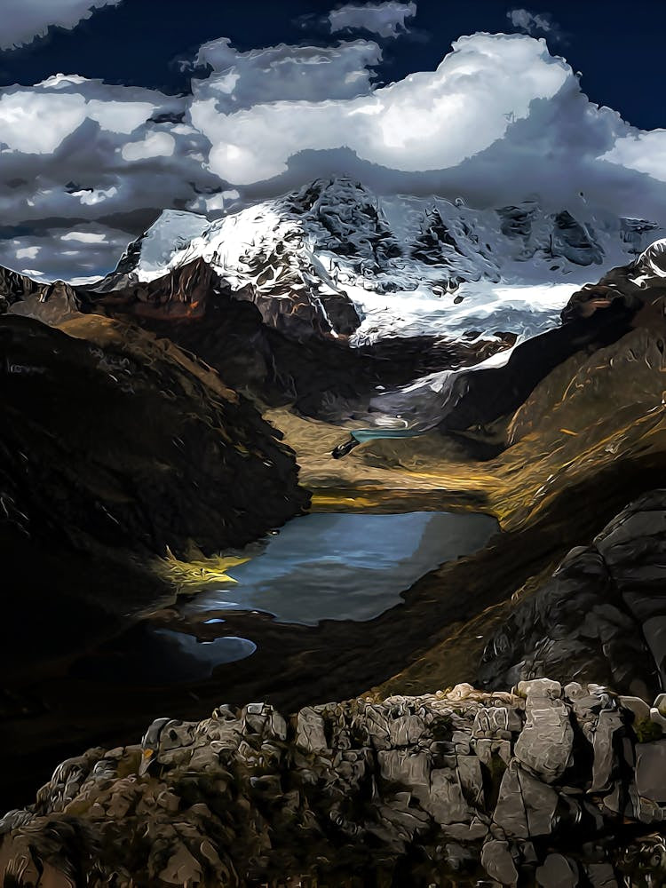 Rondoy, Cordillera Huayhuash Mountain Range In The Peruvian Andes